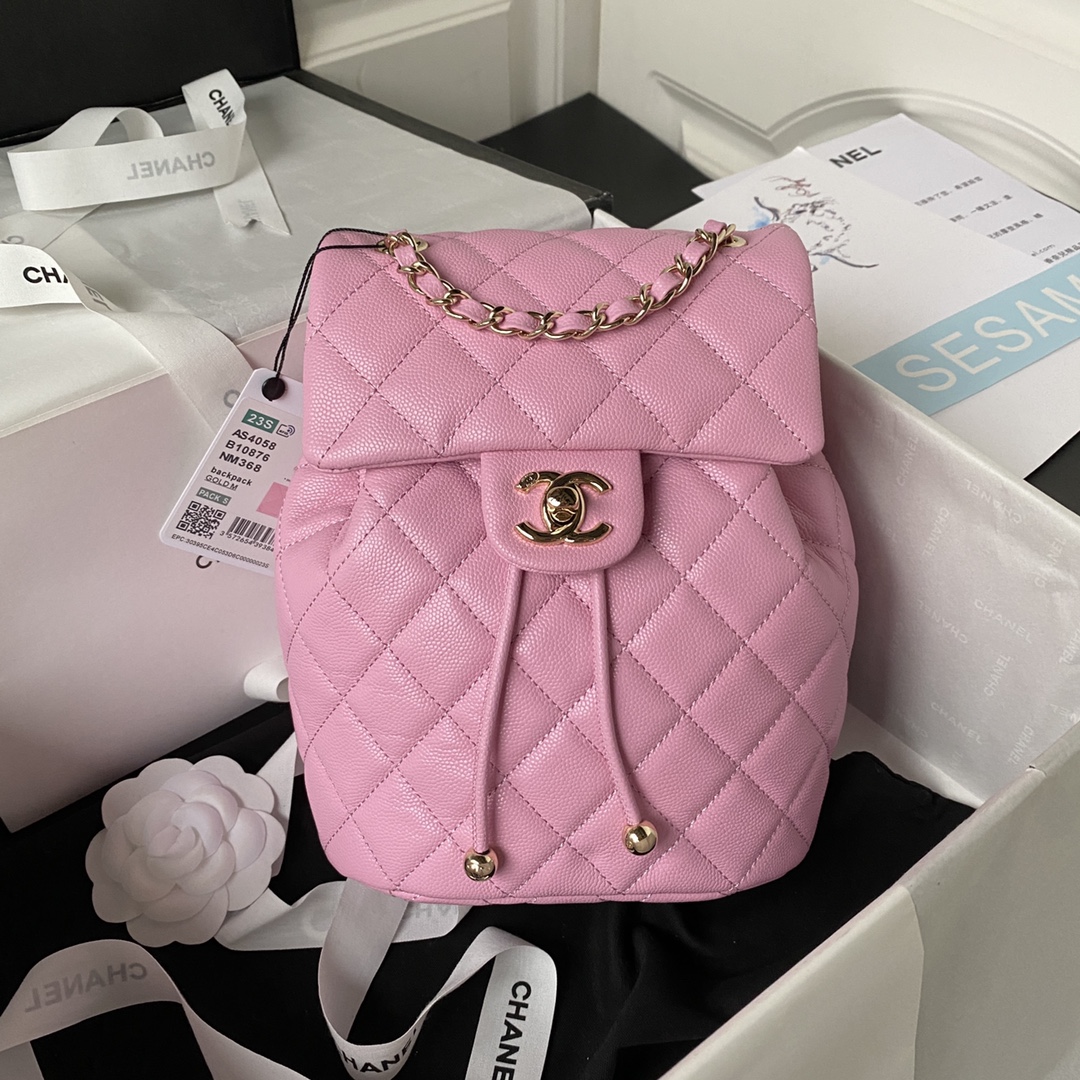 Caviar Leather Mini Backpack AS4058 Rose Pink